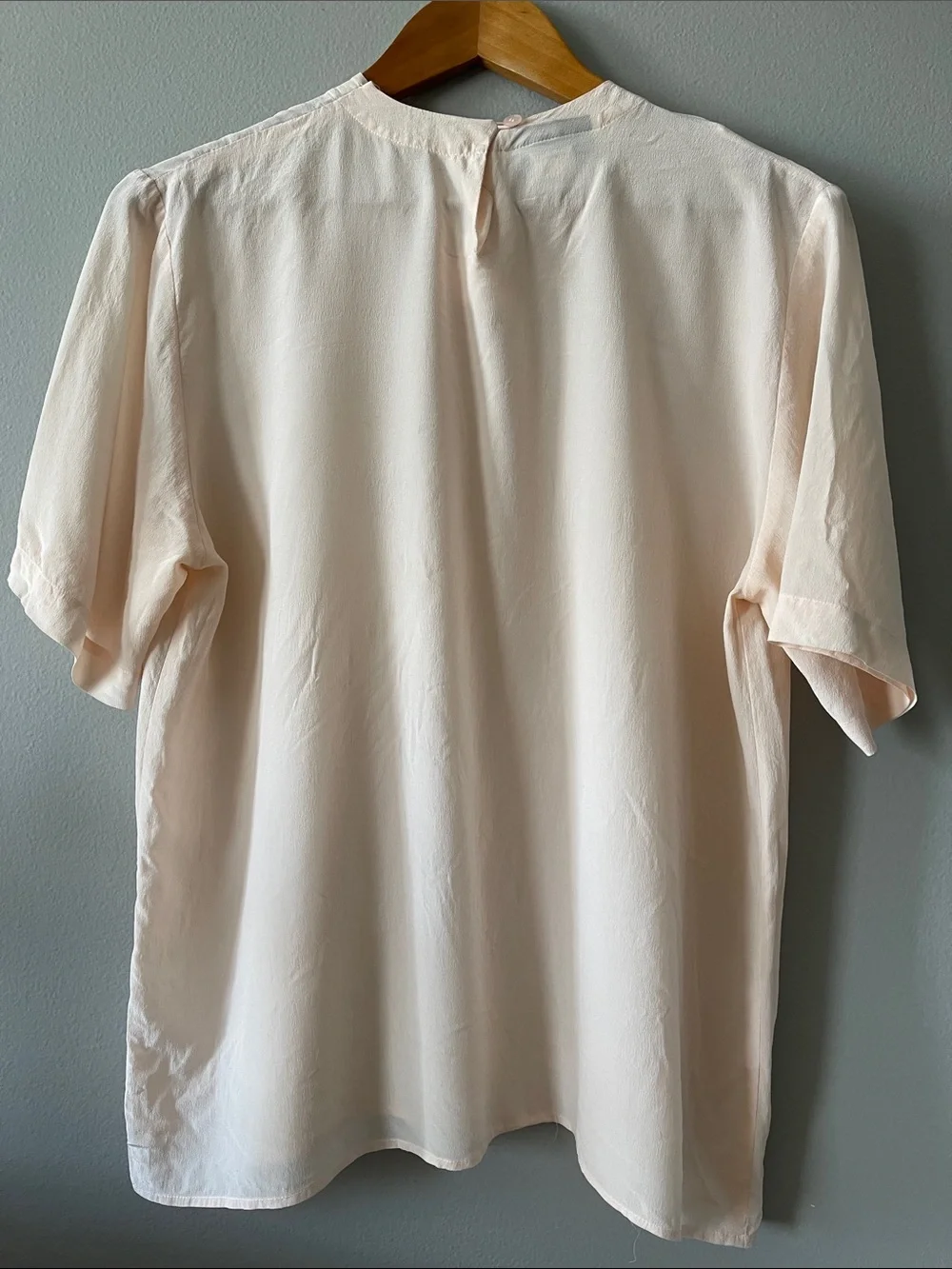 Vintage Silk Powder pink Short Sleeve Blouse - Minimal Crewneck